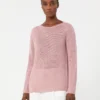 Linen yarn basic sweater, antique rose