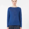 Linen yarn basic sweater, cornflower blue