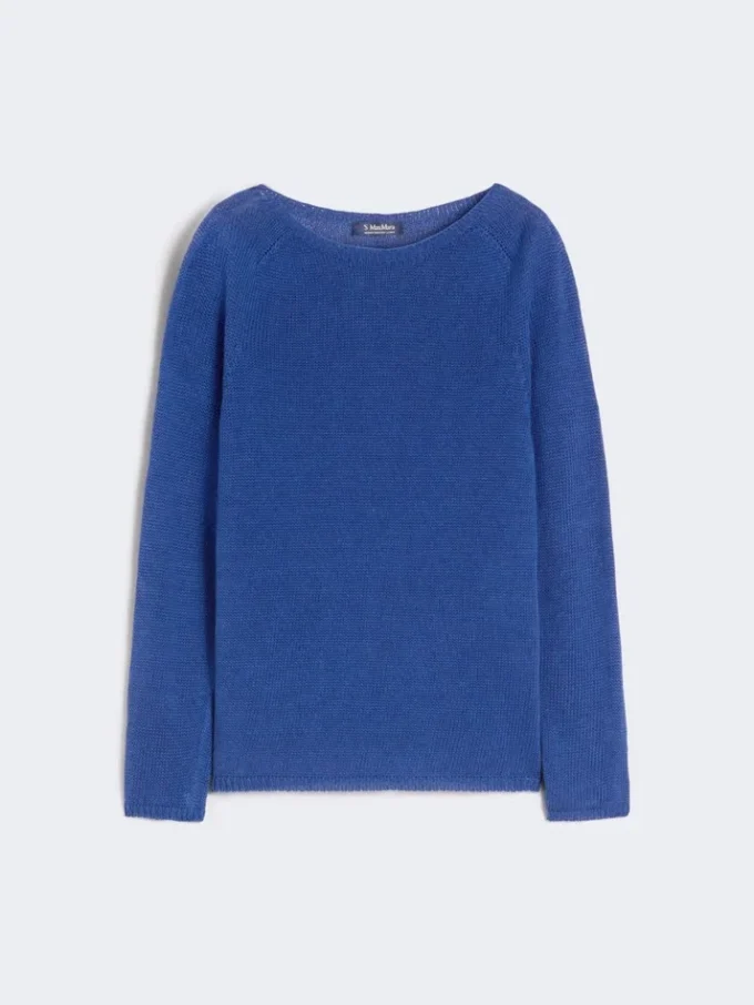 Linen yarn basic sweater, cornflower blue