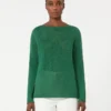 Linen yarn basic sweater, green