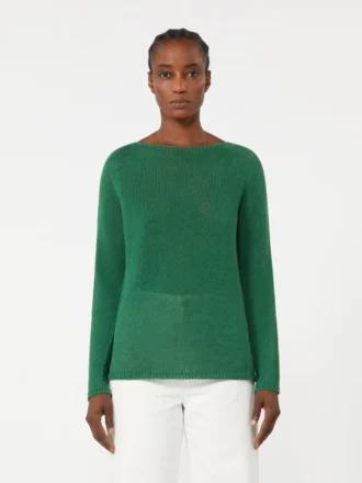 Linen yarn basic sweater, green