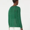 Linen yarn basic sweater, green