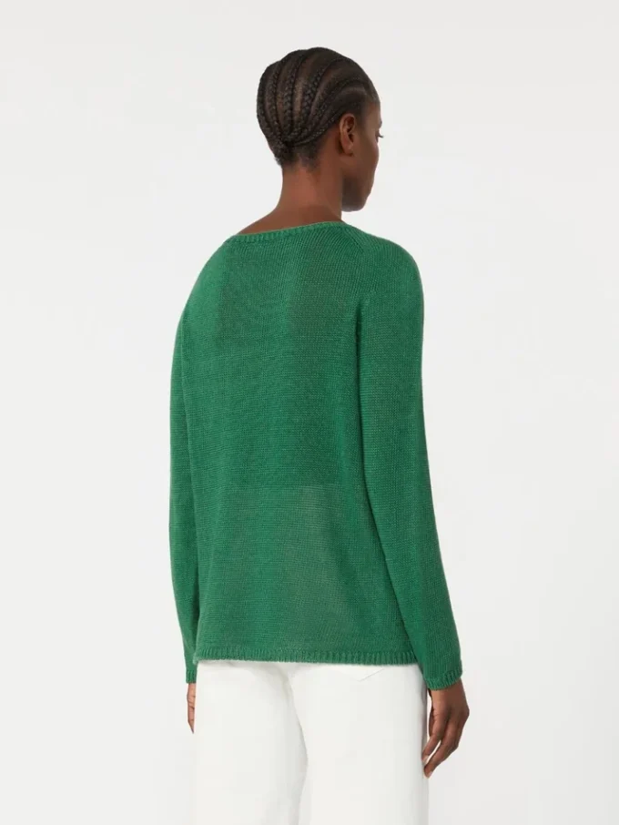 Linen yarn basic sweater, green
