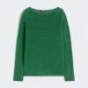 Linen yarn basic sweater, green