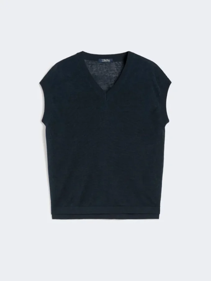 Linen yarn waistcoat, navy