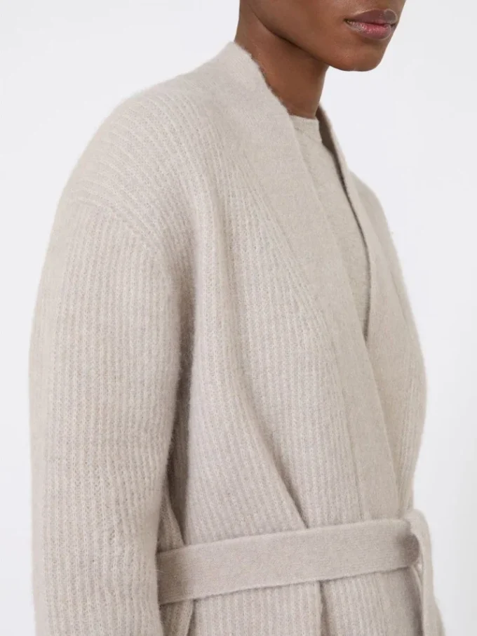 Long alpaca and wool cardigan, sand Long alpaca and wool cardigan, sand