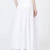Long cotton poplin skirt, optical white