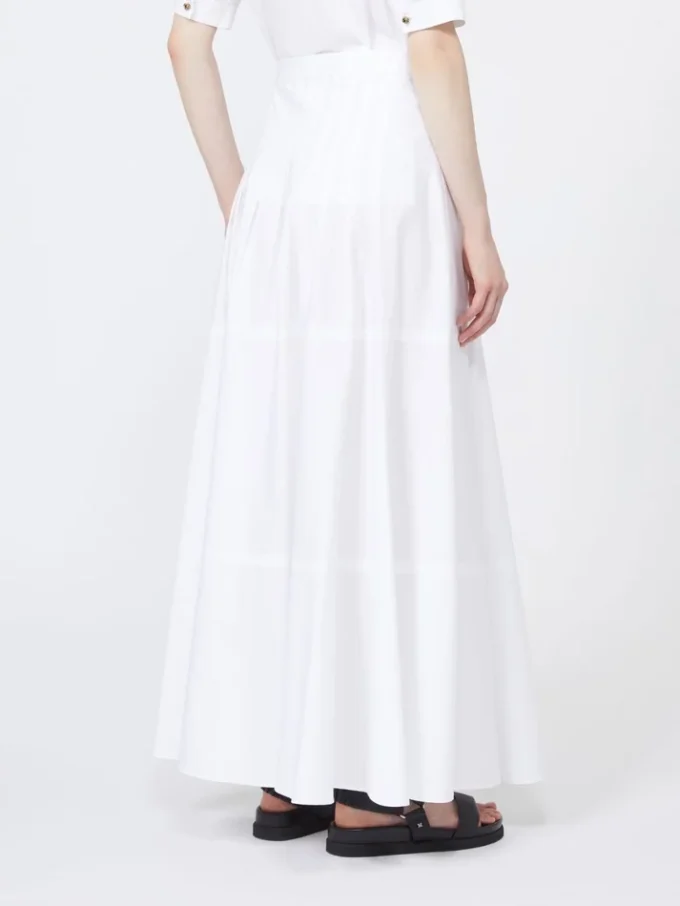 Long cotton poplin skirt, optical white