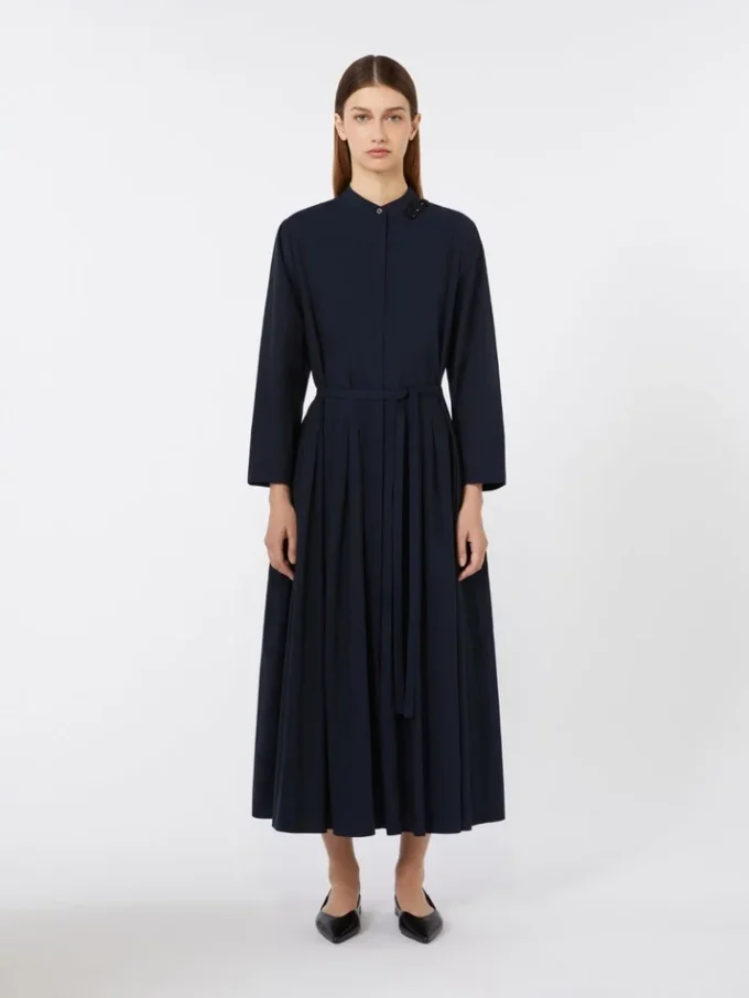 Long cotton voile dress, ultramarine