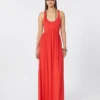 Long crepe jersey dress, coral Long crepe jersey dress, coral