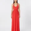 Long crepe jersey dress, coral Long crepe jersey dress, coral