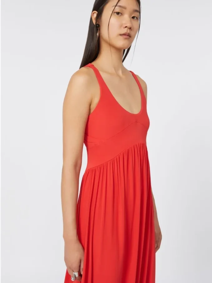 Long crepe jersey dress, coral Long crepe jersey dress, coral