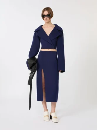 long double faced wool skirt ultramarine 1 330x440 - Long double-faced wool skirt, ultramarine