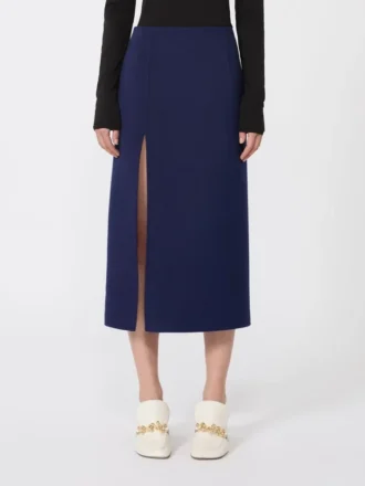 long double faced wool skirt ultramarine 2 330x440 - Long double-faced wool skirt, ultramarine