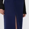 Long double-faced wool skirt, ultramarine
