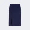 Long double-faced wool skirt, ultramarine