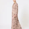 Long fil coupa and printed lama dress, rose gold
