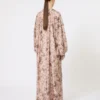 Long fil coupa and printed lama dress, rose gold