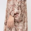 Long fil coupa and printed lama dress, rose gold
