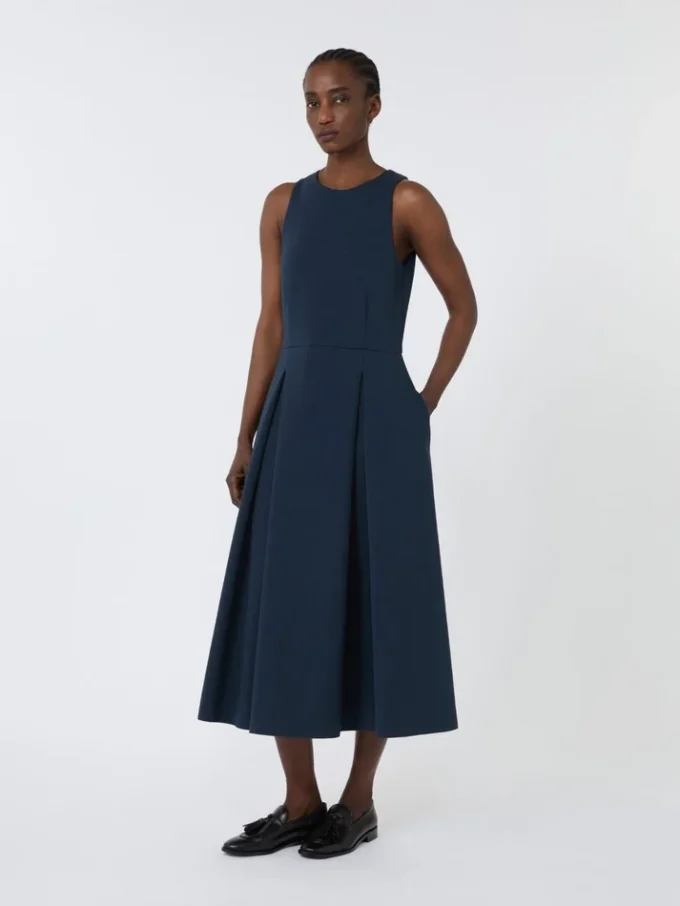 Long flared scuba jersey dress, ultramarine Long flared scuba jersey dress, ultramarine