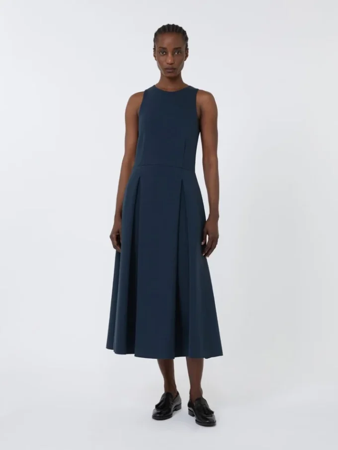 Long flared scuba jersey dress, ultramarine Long flared scuba jersey dress, ultramarine