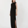 Long lightweight cady dress, black