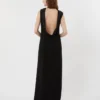 Long lightweight cady dress, black