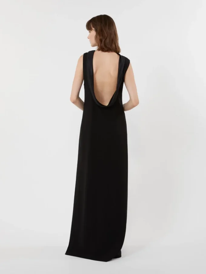 Long lightweight cady dress, black