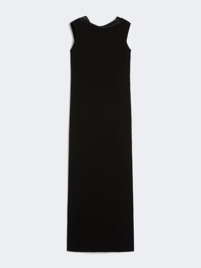 Long lightweight cady dress, black