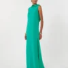Long lightweight cady dress, green