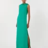 Long lightweight cady dress, green