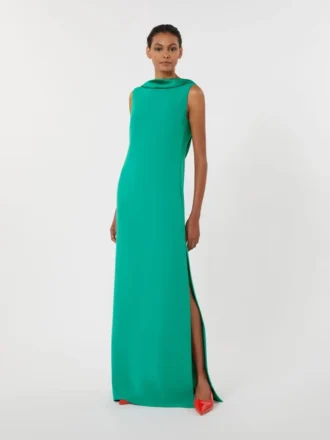 Long lightweight cady dress, green