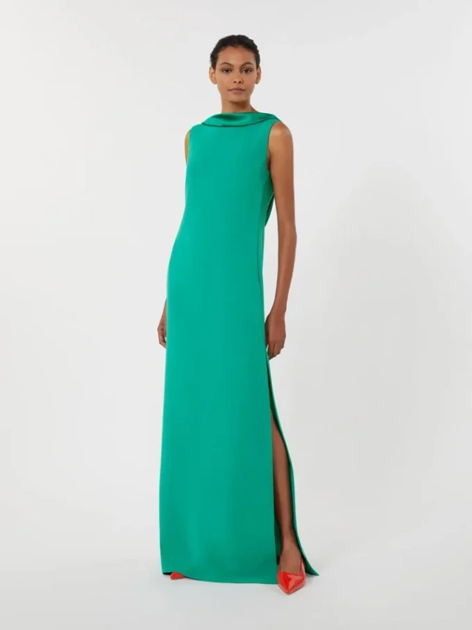 Long lightweight cady dress, green