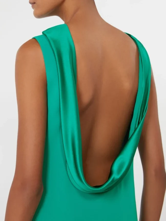 Long lightweight cady dress, green