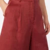 Long linen canvas bermuda shorts, brick red