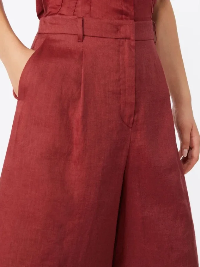 Long linen canvas bermuda shorts, brick red