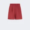 Long linen canvas bermuda shorts, brick red