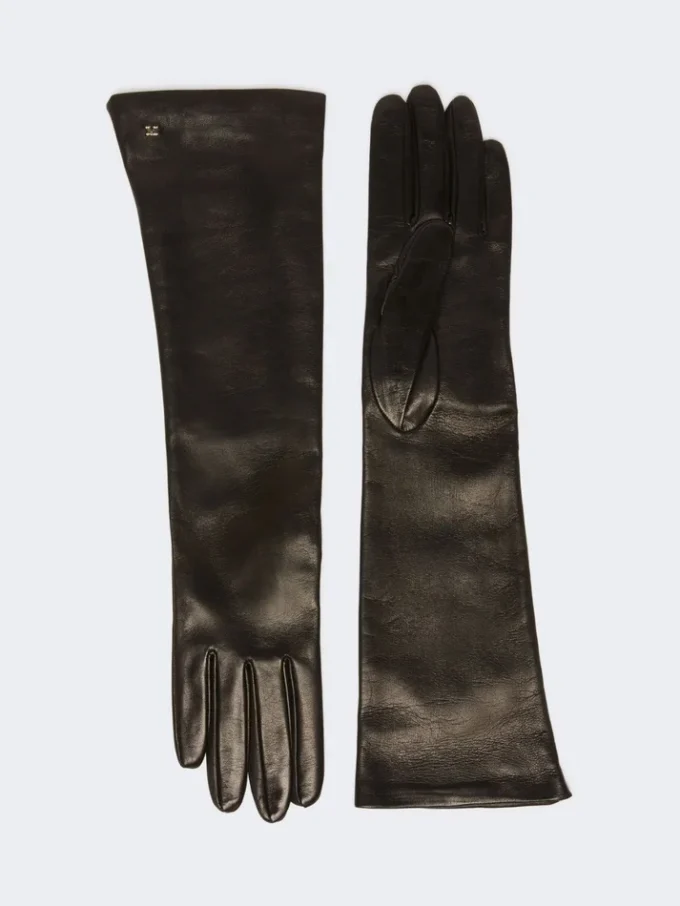 Long nappa leather gloves, black