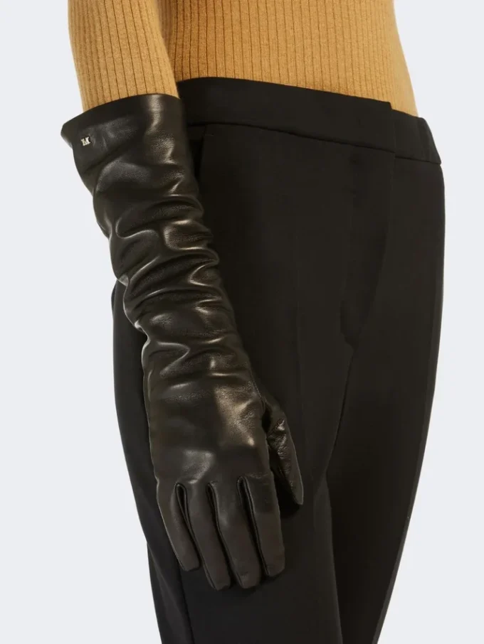 Long nappa leather gloves, black