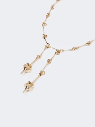 – long necklace with double pendant, gold