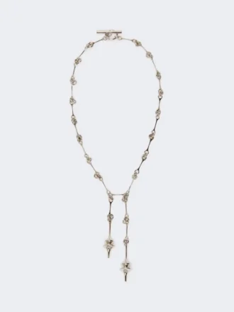 – long necklace with double pendant, silver