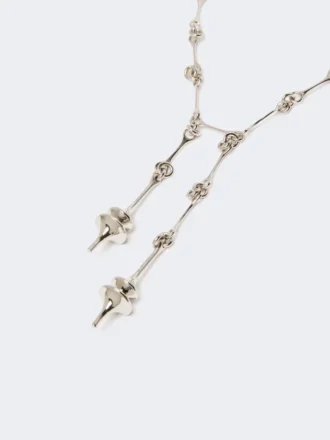 – long necklace with double pendant, silver