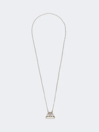 Long necklace with large pasticcino bag charm, silver