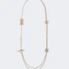 Long necklace with monogram details, ivory
