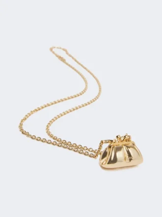 Long necklace with pasticcino bag charm, gold