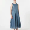 Long ramie dress, sky blue