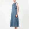 Long ramie dress, sky blue