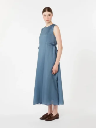 Long ramie dress, sky blue