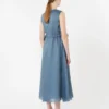Long ramie dress, sky blue