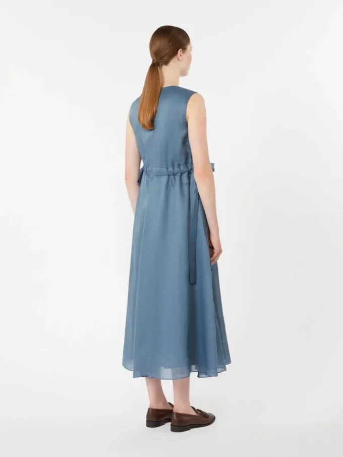 Long ramie dress, sky blue